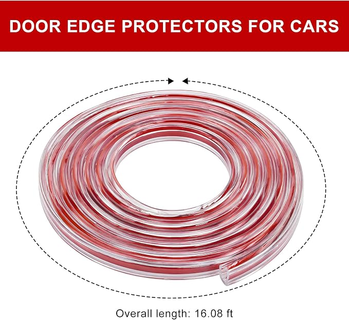 Clear Car Door Edge Guards, 16Ft U Shape Auto Door Edge Trim Anti-Collision Protective Strip, Self-Adhesive Doors Edges Guard Seal Protector for Most Vehicles, Car Accessories