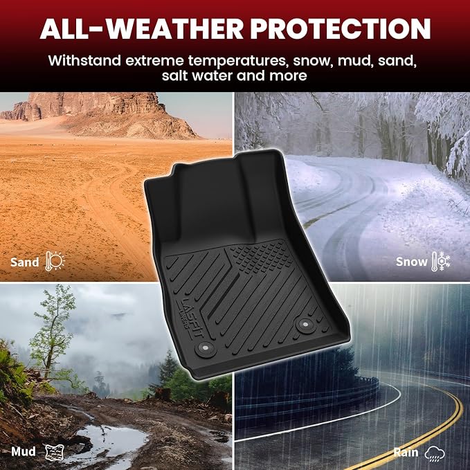 Floor Mats for Chevrolet Chevy Impala 2014-2020 Car Floor Mats, All Weather TPE Custom Fit Floor Mats for Cars, 1st and 2nd Row Car Floor Liners for Impala Accessories Black
