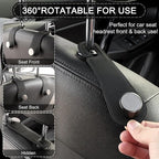 Leather Car Seat Storage Hanger, 2 Pack, Stylish Seat Organizer Hooks for Purses, Bags, Coats, Umbrellas, Black
