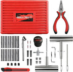 68-Piece All-in-One Heavy Duty Tire Plug Kit – Professional Tire Repair Set, T-Handle Tools, Valve Kit, 40 Plugs, Pliers, Knife – Universal for Car
