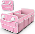 Trunk Organizer for SUV – Foldable & Portable Car Organizers and Storage with 2 Compartments, Large Capacity Car Trunk Organizer Car Accessories for Truck Sedan, Pink, 21.7" x 12.8" x 11.0"