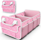 Trunk Organizer for SUV – Foldable & Portable Car Organizers and Storage with 2 Compartments, Large Capacity Car Trunk Organizer Car Accessories for Truck Sedan, Pink, 21.7" x 12.8" x 11.0"