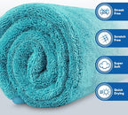 Professional Car Drying Towel (36"x 24") with Twisted-Loop Technology, 1200GSM for a Streak-Free Finish – Microfiber Towels for Cars, Trucks, SUVs, RVs and Motorcycles, Lake Green
