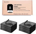 8-Pack Microfiber Car Towels – Super Absorbent, Large Drying Towels for Cars (600 GSM, 16" x 12")