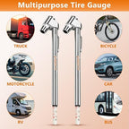 Presta Bike Tire Air Pressure Gauge Pencil 10-120 Psi for Schrader or Presta Valves Car Bicycle Or Motorcycle - 2 Pack