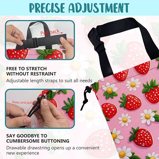 Car Garbage Bag Abstract Strawberry and Floral Hanging Canvas Car Trash Bag Drawstring Car Back Seat Organizer for Car Back Front Seat Console with Adjustable Buckle