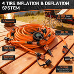 4 Tire Inflation Deflation System W/300PSI Digital Pressure Gauge | Fits up to 200" Wheelbase, Plastic Carry Box & Heavy Duty Hoses, Fits Truck, Car, Trailer, Motorcycle Offroad Vehicles,Orange