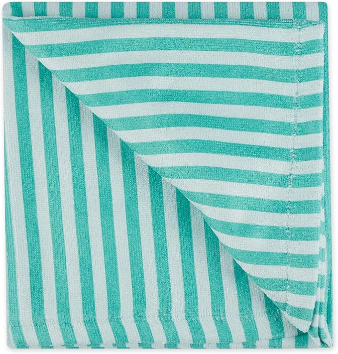 Pet Grooming Towel Collection Absorbent Microfiber X-Large, 41x23.5", Striped Aqua