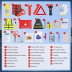 Car Emergency Kit with Jumper Cables, Roadside Safety Emergency Car Kit for Vehicle Truck Motorcycle - Gifts for Men Women Teenagers, Easy Storage(Black)