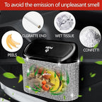 Bling Car Trash Can with Lid, Mini Auto Garbage Can with 30 Trash Bags, Leakproof Automotive Garbage Container Bin, Bling Car Accessories Trash Can for Women (Silver Diamond)