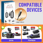 Dashcam Hardwiring Kit, Includes Two Sets of Four Fuse adapters and a USB-C Power Connector, Supporting 24-Hour Parking Monitoring and Low-Voltage Protection