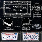27 PCs Black Bling Car Accessories Set for Women, Steering Wheel Covers Universal Fit 15 Inch, Bling License Plate Frame, Bling Phone Holder, Bling Car Coasters (Black Diamond)