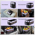 Car Trunk Organizer with Lid,Collapsible Car Storage Organizer with Multi Compartments and Securing Straps for SUV,Sedan,Jeep-Cyan