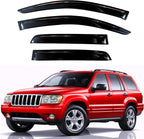 KPY Rain Guards Fit for 1999-2004 Jeep Grand Cherokee, Out-Channel Window Visors Vent Wind Deflectors 4PC, Car Accessories for 2004 Ford Ecosport (Brazil)