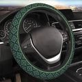 Geometric Steering Wheel Cover Car Elastic Steering Wheel Protector | Bohemian Style Blue Gold Anti-Slip Car Accessories Interior for Women Men Universal 15 Inch