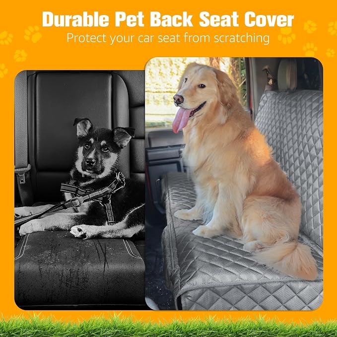 Dog Car Seat Covers for Truck Ford F150/Chevrolet Silverado 1500/Ram 1500/GMC Sierra 1500, Waterproof Pet Back Seat Cover for Trucks, Scratchproof Nonslip Durable Rear Seat Cover for Dogs