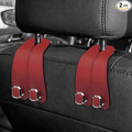 2PCS Car Hooks for Headrest, Faux Leather Purse Hook for Car Seat Back Organizers and Storage, Double Metal Purse Holder Bag Hanger, Universal Car Interior Accessories for Women Man