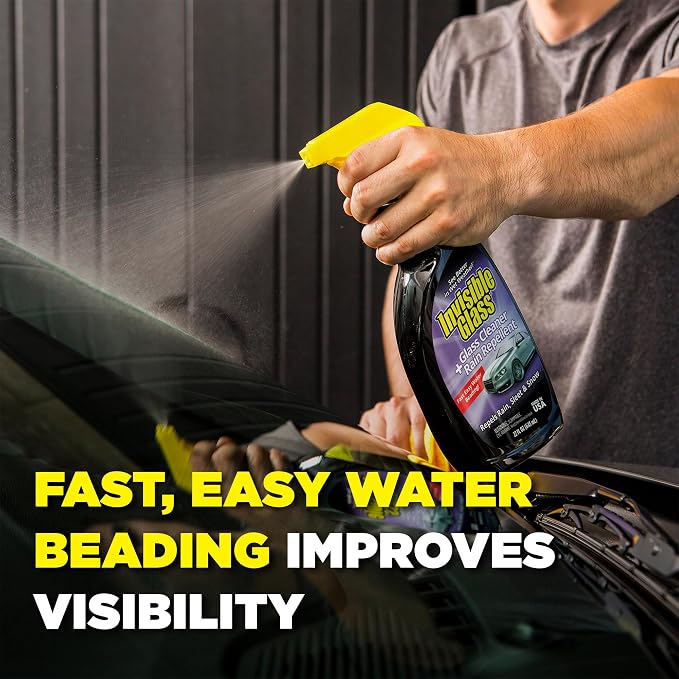 92184 Glass Cleaner + Rain Repellent 2-in-1 Windshield and Window Spray, Cleans Auto Glass, Repels Rain, Sleet, Snow, Improves Wet Weather Visibility – 22 fl oz