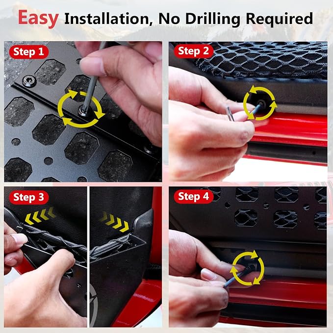 Metal Front Door Storage Pockets Fit for Jeep Wrangler,Door Side Insert Organizer for Jeep Wrangler JL JLU 4XE 2018-2025 & Gladiator JT 2020-2025 Interior Door Storage Box Expansion Accessories 2PCS