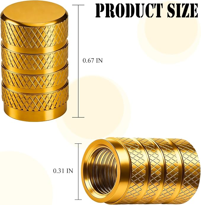 12PCS Tire Valve Stem Caps, Dust Proof, Anodized Aluminum Universal Tire Valve Stem Covers for Cars, SUV, Trucks, Bikes, Motorcycles, Bicycles(Gold)