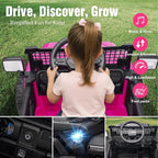 12V Ride on Toys with Parent Remote Control, Toddler Electric Car with Spring Suspension, LED Lights & Music Player - Safe Battery Car for Kids, Easy to Assemble, Pink