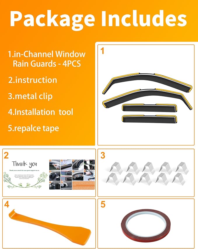 in-Channel Window Rain Guard for Fit for Ford Maverick 2022 2023 2024 2025 2026 Rain Guards Side Truck Window Visors Low Profile Vent Visor Window Deflectors Vent Shades Car Accessories
