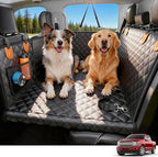 Dog Truck Seat Cover for Back Seat, 450lb Support Hard Bottom Hammock for 1–4 Large Dogs, Waterproof & Anti-Scratch Backseat Protector, Car Bed Extender for Truck & SUV, Size-XL, Black+Orange