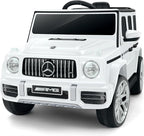 Licensed Mercedes-Benz AMG G63 Ride on Toys,Electric Car for Kids W/Parents Control,Electric Powered G Wagon Ride On Truck Toy,Low Battery Prompt,Bluetooth,Flickering Lights/LED Lights, White