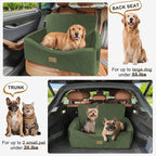 Dog Car Seat for Large Medium Sized Dogs Under 55 lbs, Dog Booster Seat for 2 Small Dogs with Detachable Washable Cover, Memory Foam Pet Car Seat with 2 Safety Belts and Storage Pockets