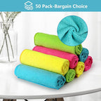 Microfiber Cleaning Cloth, 50 Pack Cleaning Rags, Cleaning Towels with 4 Color Assorted, 11.5"X11.5"(Green/Blue/Yellow/Pink)