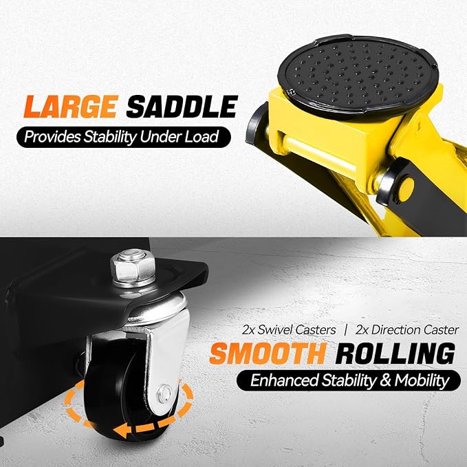 4 Ton Low Profile Floor Jack, Heavy Duty Steel Hydraulic Car Jack with Dual Pistons Quick Lift Pump, Hydraulic Racing Floor Jack, Lifting Range 4.5" to 20", Yellow