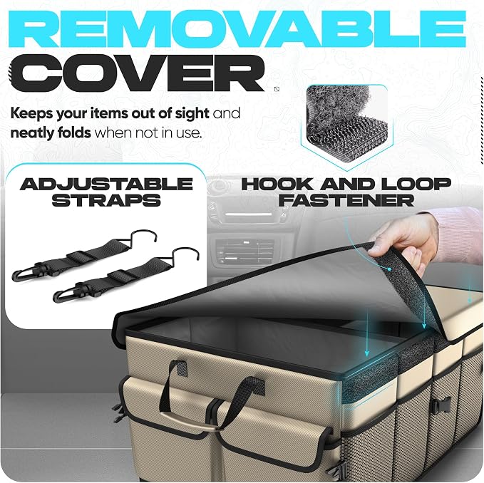 Trunk Organizer For SUV Car Trunk Organizer, Foldable Storage, Car Accessories for Women Men, Collapsible Bag, 600D Oxford, Non Slip Bottom, Straps, Soft Cover (50L)