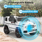 Licensed Mercedes-Benz G63 Car for Kids, 12V 7AH Ride on Car w/Parent Remote Control, LED Headlights, Music Player & Horn, Soft Start, Low Battery Prompt, Kids Electric Car, White