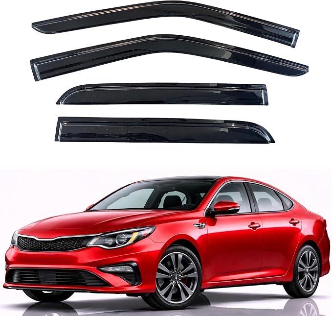 KPY Rain Guards Fit for 2016-2020 Kia Optima, Out-Channel Window Visors Vent Wind Deflectors 4PC, Car Accessories for 16-20 Optima (Excludes Hybrid Models)