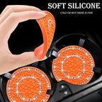 2PCS Bling Crystal Rhinestone Cup Holder Coaster, 2.75 inch Soft Silicone Anti-Slip Shockproof, Car Cup Holder Insert Coasters, Universal Car Interior Accessories for Women (Colorful & White)