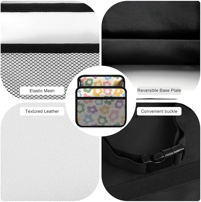 Car Backseat Organizer - Cute Aesthetic Car Storage Bin with Mesh Pocket & Reinforced Base - Universal Fit Hanging Seat Back Accessories for Women (Pastel)