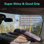 D Shaped Bling Comfy Steering Wheel Cover with Jumbo Crystal Rhinestones, Anti-Slip Diamond Leather, Flat Bottom 14.5-15 Inch (Red)