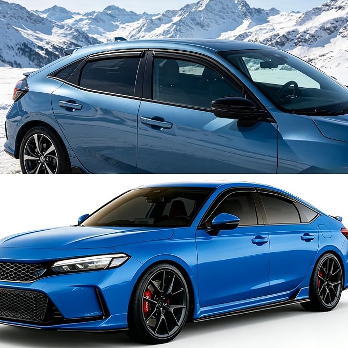 Window Visors Rain Guards for Honda Civic Hatchback 2022-2025 | Black Window Deflectors Vent Visors | Anti-UV & Noise Reduction | Fits 22-25 Civic Hatchback | Truck Accessories-4pcs