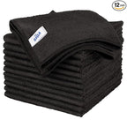 MR.SIGA Microfiber Cleaning Cloth, All-Purpose Microfiber Towels, Streak Free Cleaning Rags, Pack of 12, Black, Size 32 x 32 cm(12.6 x 12.6 inch)