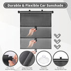 Car Window Shade for Side Windows, 2 Pack Sun Shade Retractable for Car Blocks Heat and UV Rays Glare Protection Roller Sunshade Visor for Baby, Kids, Pets, Passengers