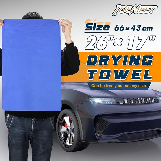 Premium Absorbent Car Drying Towel, 2 Pack 26' x17'' Super Soft Shammy Towel for Vehicle, Reusable Chamois Cloth for Car Drying, Dust Remove, Bathroom, Scratch/Spot/Streak Free, Yellow & Blue