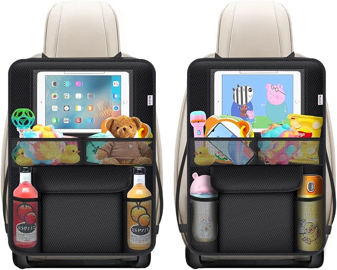 Kick Mats Back Seat Protector, Waterproof Oxford Seat Back Protector, Car Seat Back Protector for Kids, Back of Seat Protector for Kids Feet Car Seat (Black C -2pc)