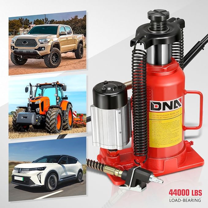 20 Ton Air Hydraulic Bottle Jack Air-Operated Hydraulic Bottle Jack Portable Low Profile Manual Jack Air Jack for Car Pickup Truck RV Auto Repair w/Handle, TOOLS-00769