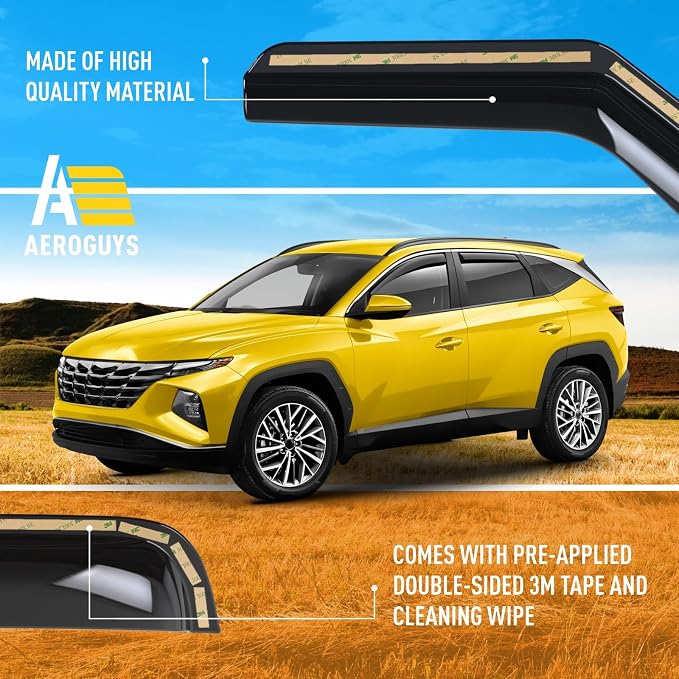 Extra Durable Window Deflectors in-Channel Window Visors Rain Guards Fit for Hyundai Tucson 2022-2026, Sun Visors, Wind Vent for Shades, Exterior Car Accessories - 4pcs. AG0943