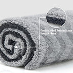 1000GSM Car Drying Towel 18"x24", Edgeless Double Twist Pile, Ultra Absorbent Microfiber Towel, Scratch-Free Lint-Free Streak-Free for Auto Detailing & Car Wash – Wave Silver&Grey