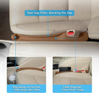 Car Seat Gap Filler Set of 2, 3IN1 Seat Side Gap Filler Plug with Storage Slot & Hook Function, Soft Foam Universal Fit Car SUV Truck Fill Gap Between Seats Console Organizer（Narrow Mocha Brown ）