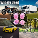 4PCS Crown Bling Tire Stem Valve Caps, Crystal Diamond Tire Air Cap Set Universal Copper Core Stem Covers for Cars, SUV, Trucks, Bikes, Motorcycles, Bicycles (Pink & Purple)