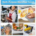 Grey Microfiber Cleaning Cloth, Pack of 50, 16"X12" Cleaning Rags for Housekeeping and Kitchen, Reusable Shop Towels, Microfiber Towels for Cars, Lint Free, Scratch-Free, Highly Absorbent