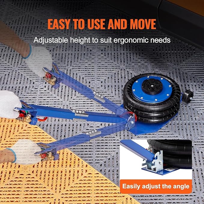 Air Jack, 3 Ton/6600 lbs Triple Bag Air Jack, Airbag Jack with Six Steel Pipes, Lift up to 17.7", 3-5 s Fast Lifting Pneumatic Jack, with Adjustable Long Handles for Cars