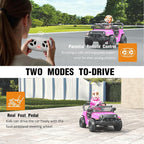 12V Ride on Toys with Parent Remote Control, Toddler Electric Car with Spring Suspension, LED Lights & Music Player - Safe Battery Car for Kids, Easy to Assemble, Pink